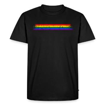 LGBTQ rainbow flag, used look - Men's Premium Organic T-Shirt - black - Front - Nico (187cm)