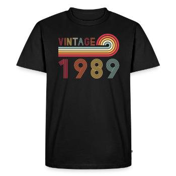 Drôle de millésime né en 1989 anniversaire - T-shirt Premium bio Homme - noir - Devant - Nico (187cm)