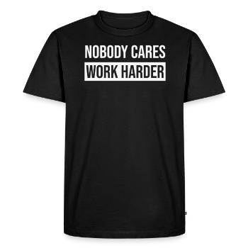 Fitness Personne ne s’en soucie Travailler plus dur Gymnase - T-shirt Premium bio Homme - noir - Devant - Nico (187cm)