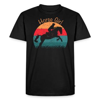 Horse Girl Equitation - T-shirt Premium bio Homme - noir - Devant - Nico (187cm)