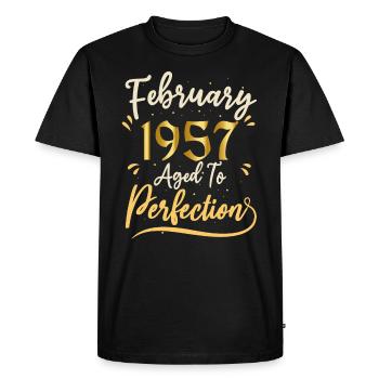 Février 1957 Février âgée à la perfection 1957 - T-shirt Premium bio Homme - noir - Devant - Nico (187cm)