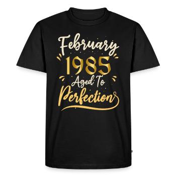Février 1985 Février âgée à la perfection 1985 - T-shirt Premium bio Homme - noir - Devant - Nico (187cm)