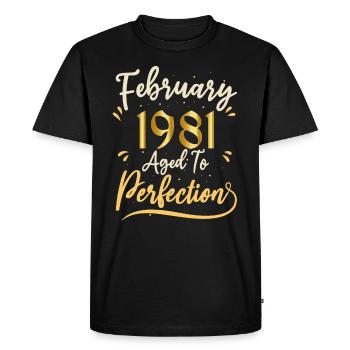 Février 1981 Février âgée à la perfection 1981 - T-shirt Premium bio Homme - noir - Devant - Nico (187cm)