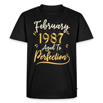 Février 1987 Février âgée à la perfection 1987 - T-shirt Premium bio Homme - noir - Devant - Nico (187cm)