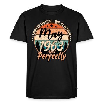 Mai 1963 anniversaire 1963 légendes Mai - T-shirt Premium bio Homme - noir - Devant - Nico (187cm)