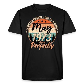 Mai 1973 anniversaire 1973 légendes Mai - T-shirt Premium bio Homme - noir - Devant - Nico (187cm)