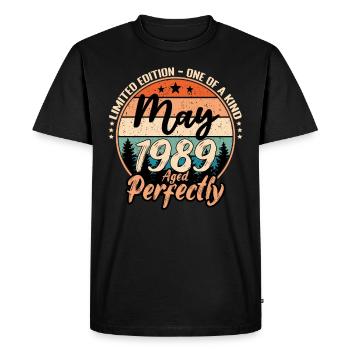 May 1989 anniversary 1989 legends May - Men's Premium Organic T-Shirt - black - Front - Nico (187cm)