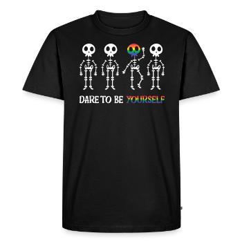 Dare To Be Yourself - Funny LGBTQ - Men's Premium Organic T-Shirt - black - Front - Nico (187cm)