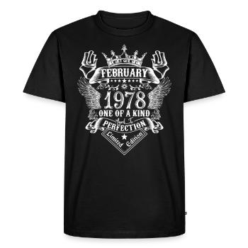 Février 1978 anniversaire Février 1978 Février - T-shirt Premium bio Homme - noir - Devant - Nico (187cm)