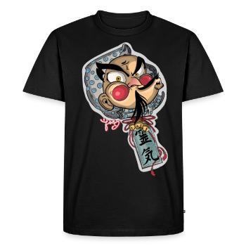 yokai Hyottoko - Men's Premium Organic T-Shirt - black - Front - Nico (187cm)