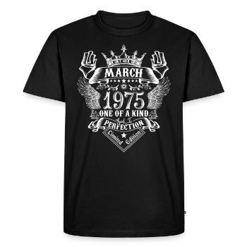 March 1975 anniversary March 1975 March - Men's Premium Organic T-Shirt - black - Front - Nico (187cm)