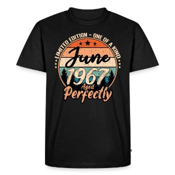 Juin 1967 anniversaire 1967 légendes Juin - T-shirt Premium bio Homme - noir - Devant - Nico (187cm)