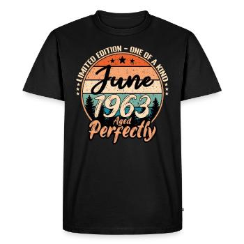 Juin 1963 anniversaire 1963 légendes Juin - T-shirt Premium bio Homme - noir - Devant - Nico (187cm)