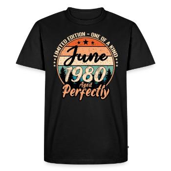 Juin 1980 anniversaire 1980 légendes Juin - T-shirt Premium bio Homme - noir - Devant - Nico (187cm)