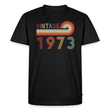 Drôle de millésime né en 1973 anniversaire - T-shirt Premium bio Homme - noir - Devant - Nico (187cm)