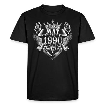 Mai 1990 | Mai 1990 anniversaire 1990 - T-shirt Premium bio Homme - noir - Devant - Nico (187cm)