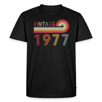 Drôle de millésime né en 1977 anniversaire - T-shirt Premium bio Homme - noir - Devant - Nico (187cm)