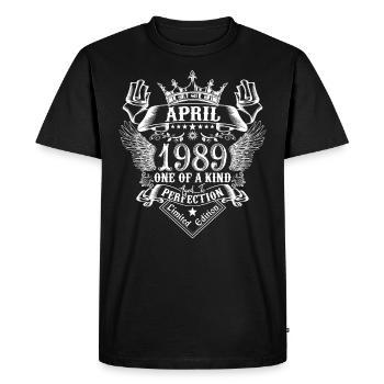 Avril 1989 anniversaire Avril 1989 Avril - T-shirt Premium bio Homme - noir - Devant - Nico (187cm)