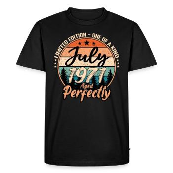 Juillet 1971 anniversaire 1971 légendes Juillet - T-shirt Premium bio Homme - noir - Devant - Nico (187cm)