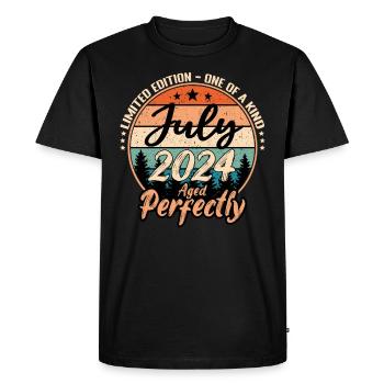 Juillet 2024 anniversaire 2024 légendes Juillet - T-shirt Premium bio Homme - noir - Devant - Nico (187cm)
