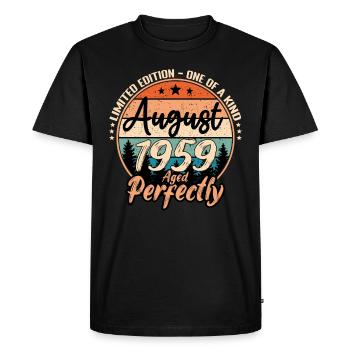 Août 1959 anniversaire 1959 légendes Août - T-shirt Premium bio Homme - noir - Devant - Nico (187cm)