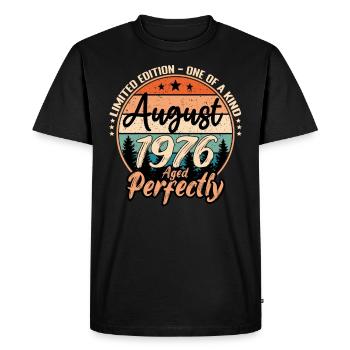 Août 1976 anniversaire 1976 légendes Août - T-shirt Premium bio Homme - noir - Devant - Nico (187cm)