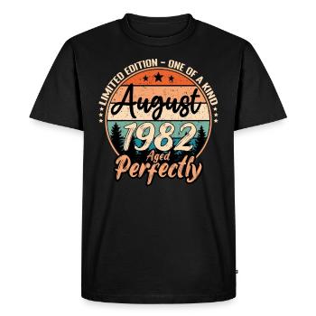 Août 1982 anniversaire 1982 légendes Août - T-shirt Premium bio Homme - noir - Devant - Nico (187cm)