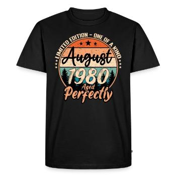 Août 1980 anniversaire 1980 légendes Août - T-shirt Premium bio Homme - noir - Devant - Nico (187cm)