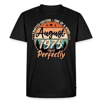 Août 1975 anniversaire 1975 légendes Août - T-shirt Premium bio Homme - noir - Devant - Nico (187cm)