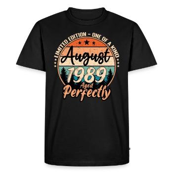 August 1989 anniversary 1989 legends August - Men's Premium Organic T-Shirt - black - Front - Nico (187cm)