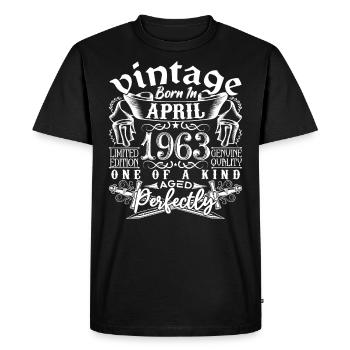1963 April 1963 Anniversary April 1963 April - Men's Premium Organic T-Shirt - black - Front - Nico (187cm)
