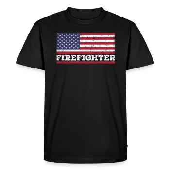 Drapeau des États-Unis Fireman America - T-shirt Premium bio Homme - noir - Devant - Nico (187cm)