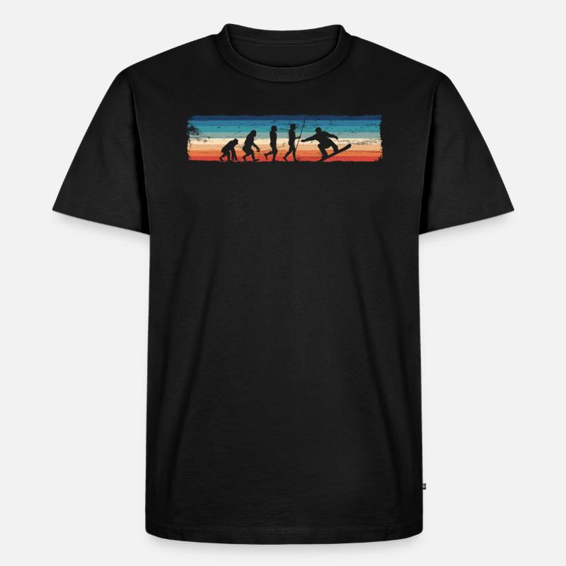 Retro Snowboard Evolution - Lustiges - Männer Premium Bio T-Shirt - Schwarz