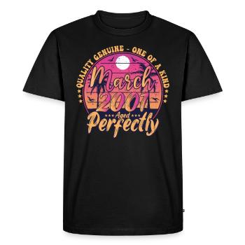 March 2001 anniversary 2001 Retro 2001 March - Men's Premium Organic T-Shirt - black - Front - Nico (187cm)