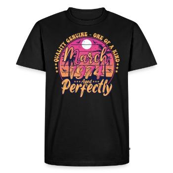 March 1974 anniversary 1974 Retro 1974 March - Men's Premium Organic T-Shirt - black - Front - Nico (187cm)