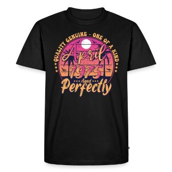 Avril 1975 anniversaire 1975 Retro 1975 Avril - T-shirt Premium bio Homme - noir - Devant - Nico (187cm)