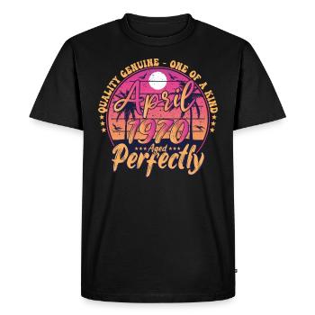 April 1970 anniversary 1970 Retro 1970 April - Men's Premium Organic T-Shirt - black - Front - Nico (187cm)