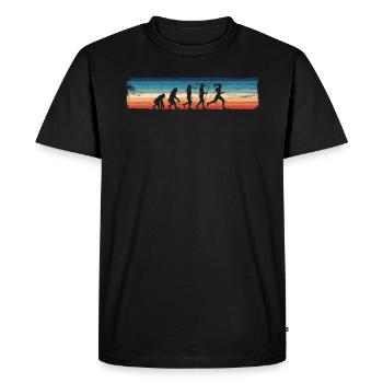 Retro Running Evolution – Funnier - Men's Premium Organic T-Shirt - black - Front - Nico (187cm)