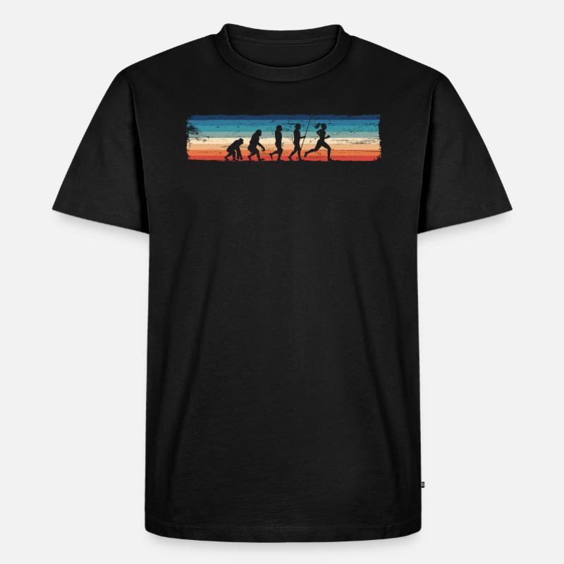 Retro Running Evolution – Lustiger - Männer Premium Bio T-Shirt - Schwarz