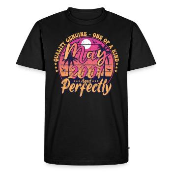 Mai 2001 anniversaire 2001 Retro 2001 Mai - T-shirt Premium bio Homme - noir - Devant - Nico (187cm)