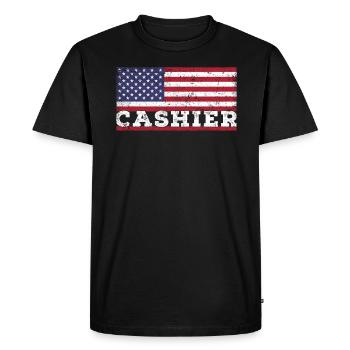 Caissier Drapeau des États-Unis Caissier Amérique Caissiers - T-shirt Premium bio Homme - noir - Devant - Nico (187cm)