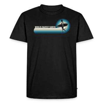 Funny Worlds Okayest Surfer Surfing - Men's Premium Organic T-Shirt - black - Front - Nico (187cm)