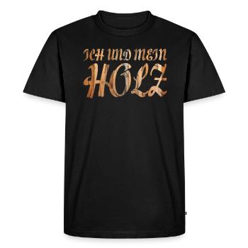 Moi et mon bois - Charpentier bûcheron - T-shirt Premium bio Homme - noir - Devant - Nico (187cm)