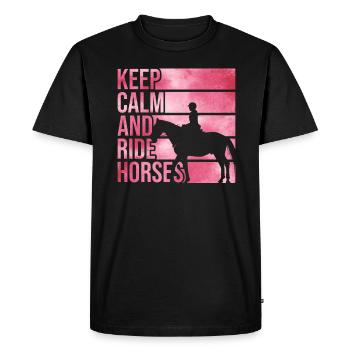 Filles à cheval Chevaucher des enfants - T-shirt Premium bio Homme - noir - Devant - Nico (187cm)