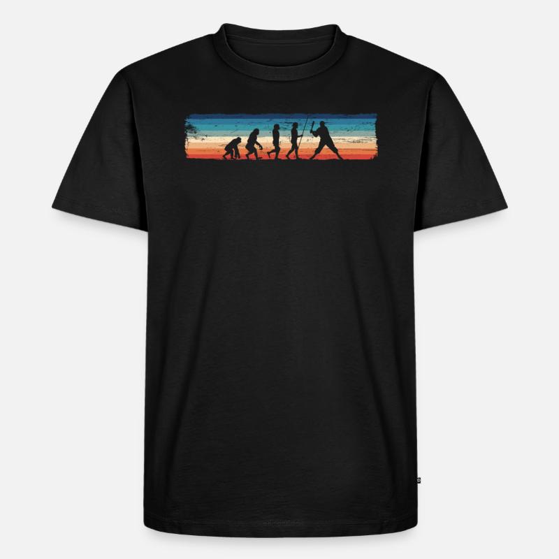 Retro Evolution des Baseballs, - Männer Premium Bio T-Shirt - Schwarz