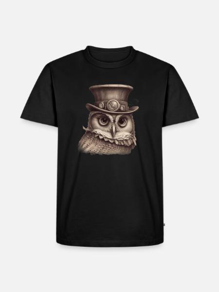 Steampunk Owl 1 - Men's Premium Organic T-Shirt - black