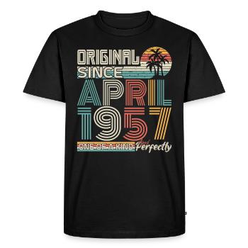 April 1957 anniversary April 1957 gift 1957 - Men's Premium Organic T-Shirt - black - Front - Nico (187cm)