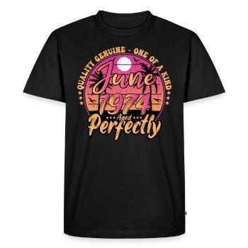 June 1974 anniversary 1974 Retro 1974 June - Men's Premium Organic T-Shirt - black - Front - Nico (187cm)
