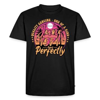 June 1971 anniversary 1971 Retro 1971 June - Men's Premium Organic T-Shirt - black - Front - Nico (187cm)