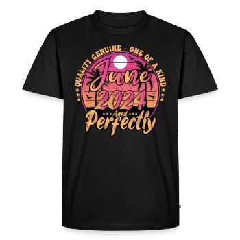Juin 2024 anniversaire 2024 Retro 2024 Juin - T-shirt Premium bio Homme - noir - Devant - Nico (187cm)